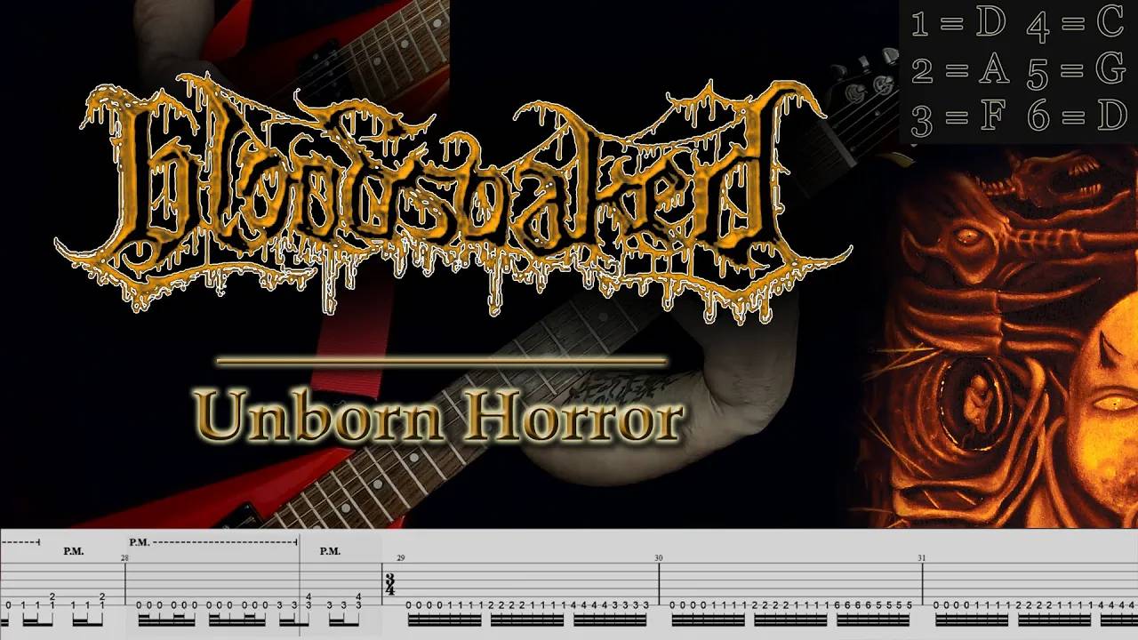 Bloodsoaked - Unborn Horror (guitar cover playthrough tabs)