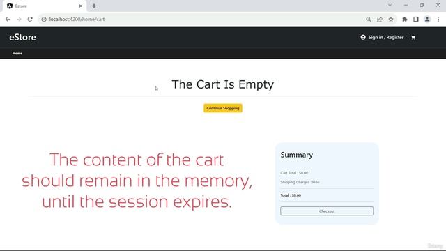2047. Cart summary and session storage