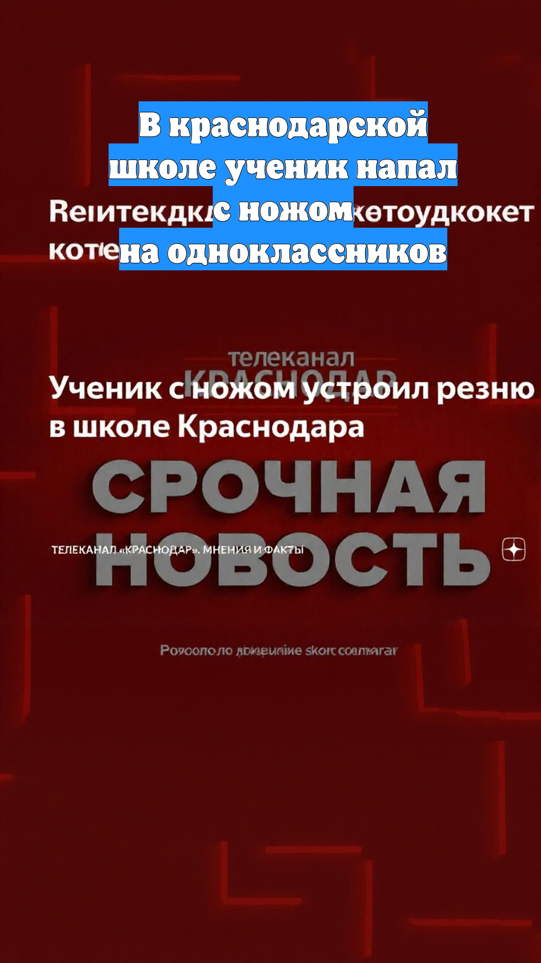 В краснодарской школе ученик напал с ножом на одноклассников