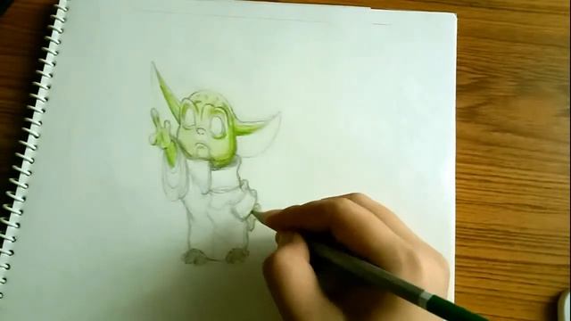 How to draw Baby Yoda in 3D | Colored Pencil Drawing | Water Color Pencils