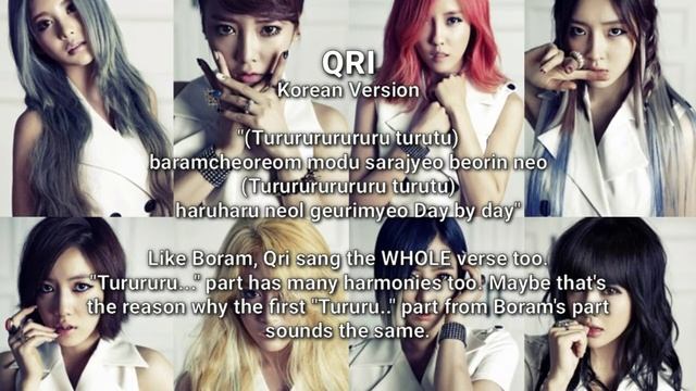 T-ARA's Day By Day - BORAM, QRI and JIYEON's corrected line distribution (99.99% corrected)