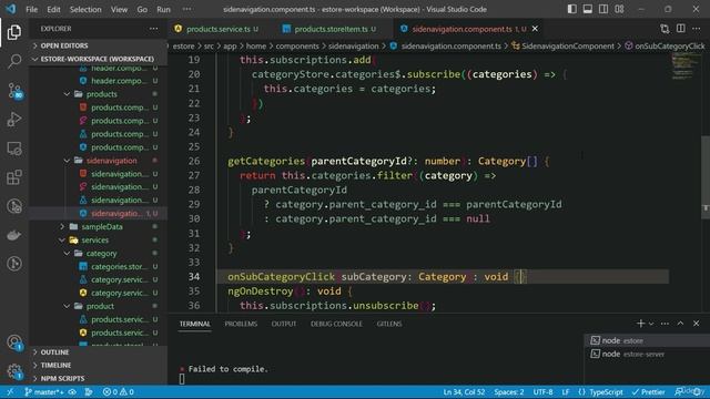 2037. Filter products from side navigation bar
