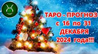 ТЕЛЕЦ: "ТАРО-ПРОГНОЗ с 16 по 31 ДЕКАБРЯ 2024 года!!!"