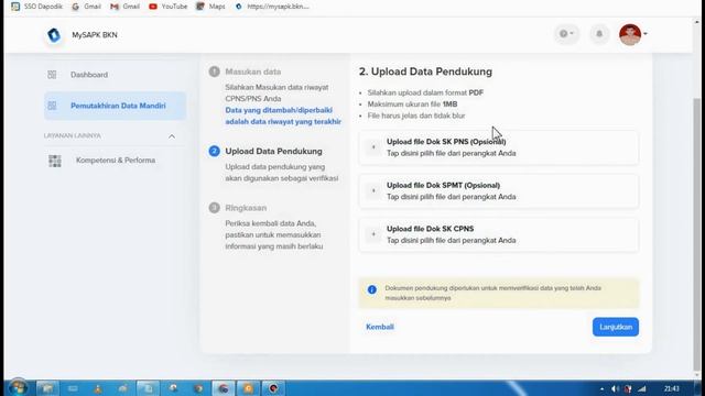Cara Mengisi Riwayat CPNS PNS || MySAPK BKN PDM Pemutakhiran Data Mandiri