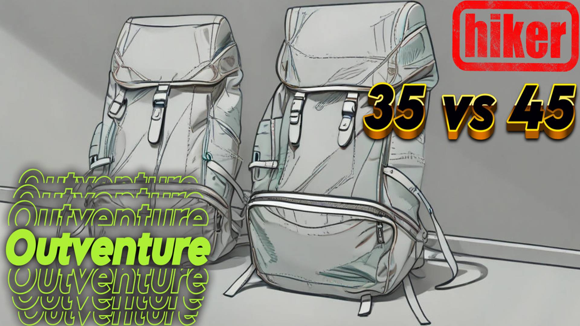 Сравнение размеров рюкзаков Hiker 35 и 45. Outventure