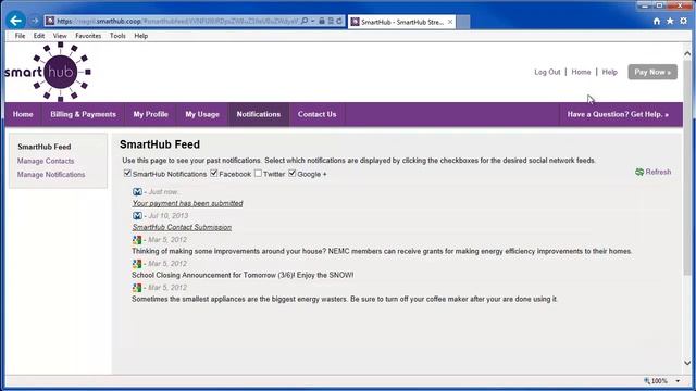 SmartHub - Using the News Feed
