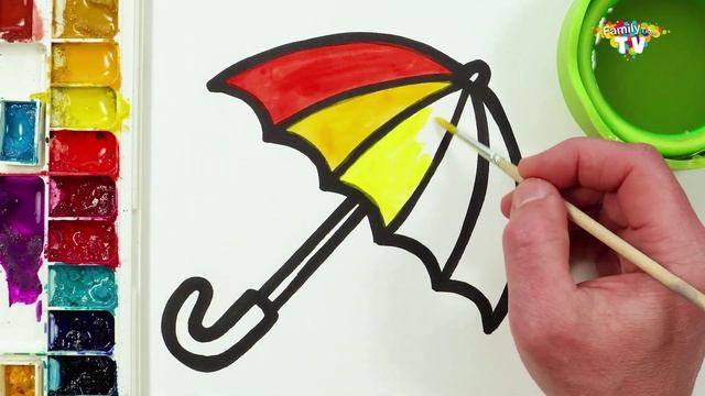 Как нарисовать зонтик - Рисование, раскрашивание для детей! Давайте рисовать и раскрашивать вместе