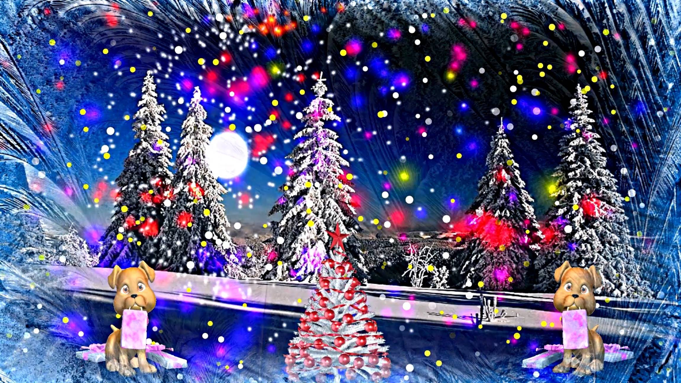 Футажи! Видеофон-футаж С Новым Годом! Огни Новогодней Ночи 3 от Киностудии Мудрого Кота Тимофея!