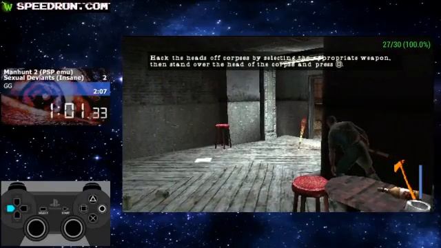 Speedrun (2:03.550) Manhunt 2 - Sexual Deviants/Insane - PSP emu