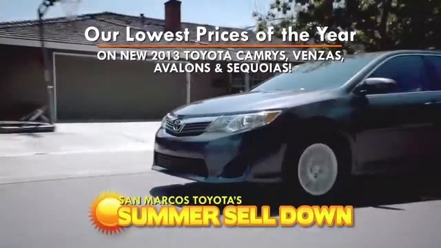 San Marcos Toyota Summer Sell Down- 2013 Camry and 2013 Toyota Tundra.