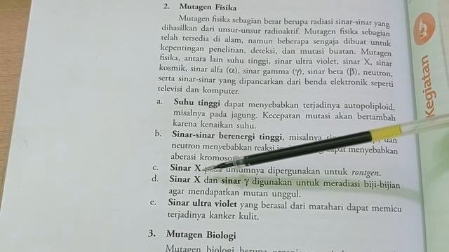 Contoh mutagen fisika, mutagen kimia, dan mutagen biologi