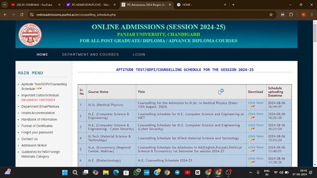 ADMISSION UPDATE PANJAB UNIVERSITY CHANDIGARH PG COURSES | FINAL MERIT LIST COUNSELLING WAITING LIS