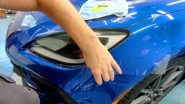 Subaru BRZ headlights Hexis BodyfenceX PPF applied.