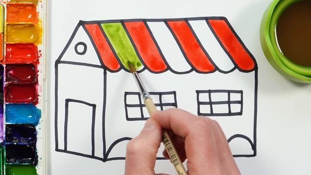 Как нарисовать и раскрасить зонтик! Рисование, раскрашивание  для детей и малышей