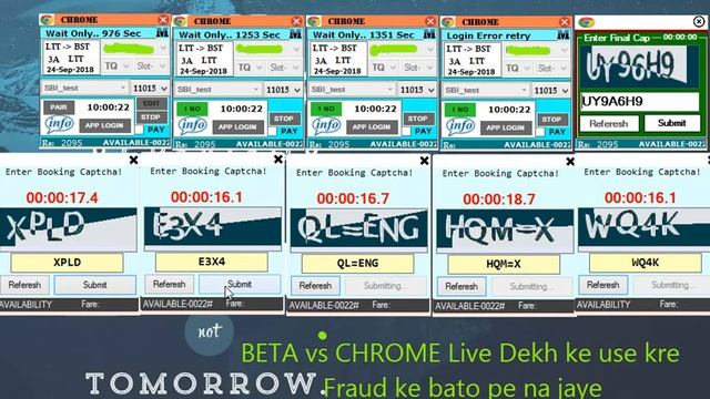 Tatkal Software BETA VS CHROME
