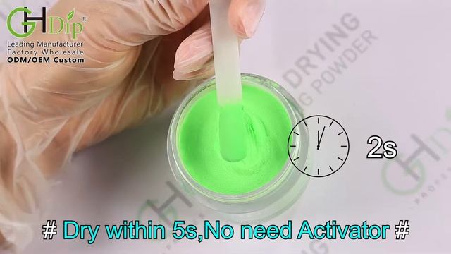 Neon Color Green Dip Nails Arts by Fast Drying Dip Powder