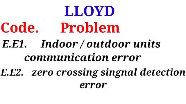 LLOYD air condition error codes list and salutation || Lloyd air condition all error codes.....