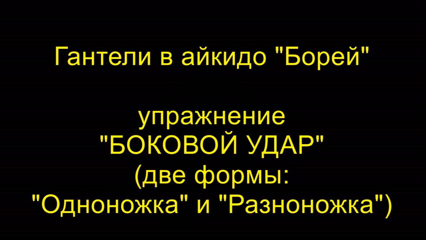 Упражнение "БОКОВОЙ УДАР" (две формы: "Одноножка" и "Разноножка"), гантели в айкидо "Борей"