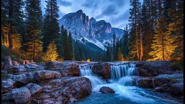 Музыка для медитации.Горный водопад в лесу.