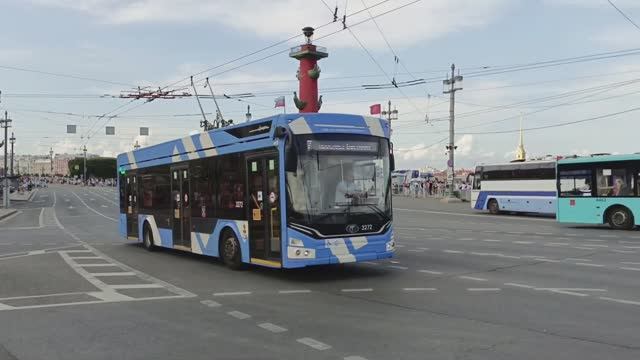 Троллейбусы БКМ 32100D "Ольгерд" и ПКТС-6281.00 "Адмирал" в Санкт-Петербурге (28.07.2024)