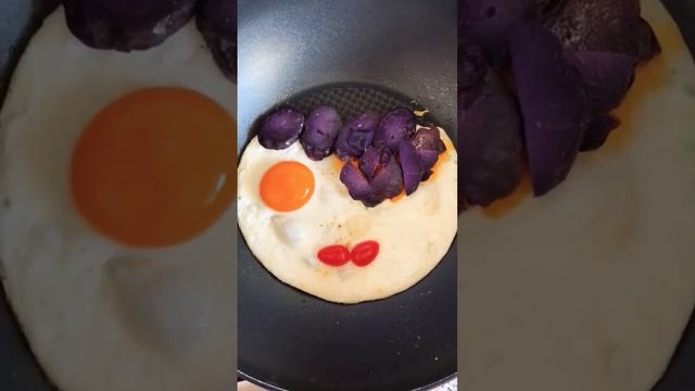 fried eggs and violett potato - #eggs #potato  #shortvideo