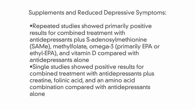 Researchers Investigate Supporting Antidepressants with Supplements