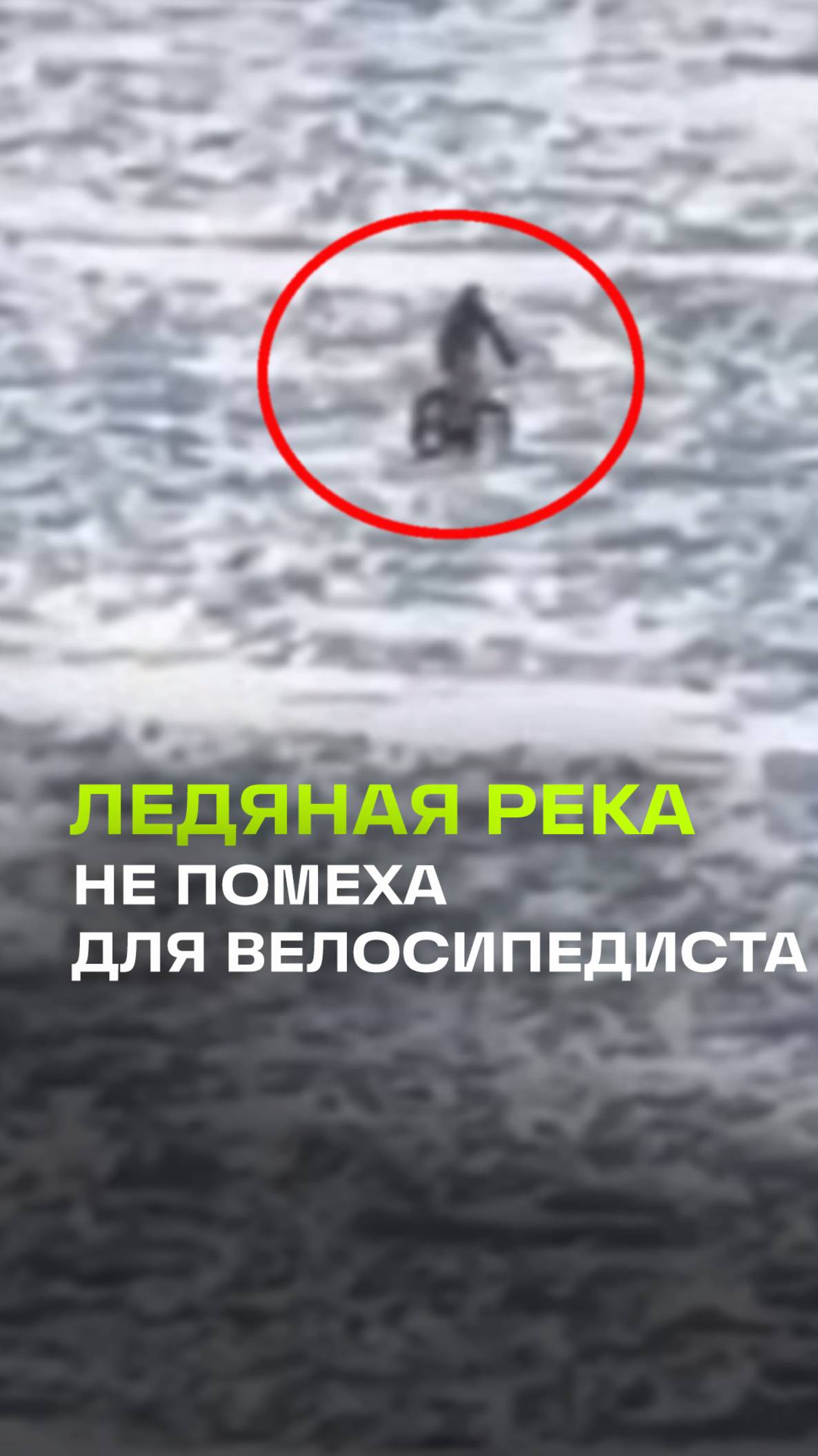 Никогда не сдается: велосипедист пытается пересечь заледеневшую реку Иртыш