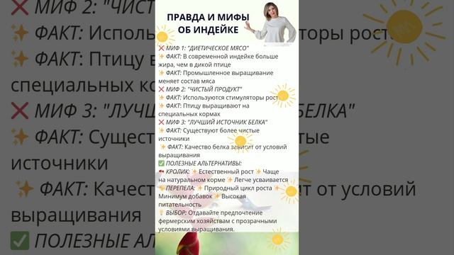 ПРАВДА О МЯСЕ ИНДЕЙКИ: 3 главных мифа о пользе 🍗 #здоровоепитание #индейка #пп