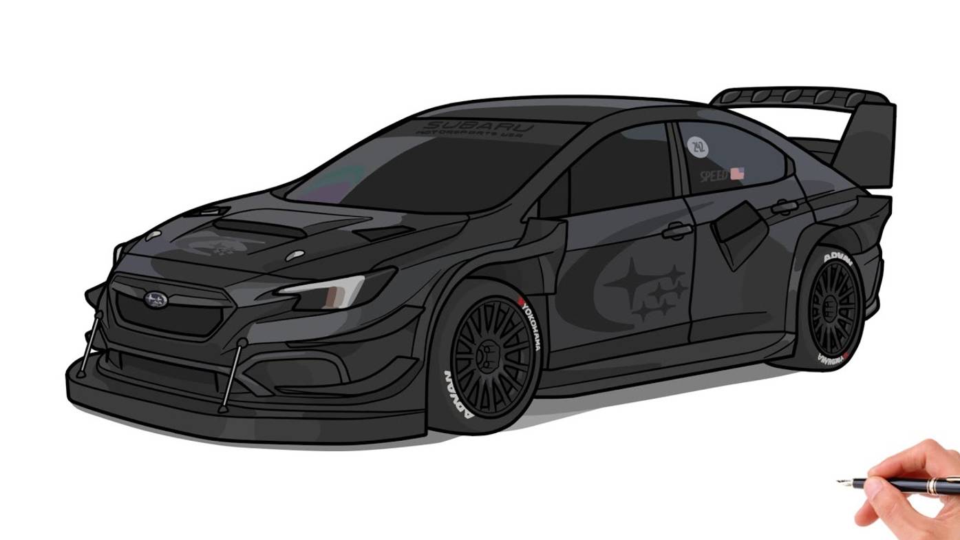 How to draw SUBARU WRX PROJECT MIDNIGHT _ drawing Subaru Impreza STI 2024 sports car (360p)