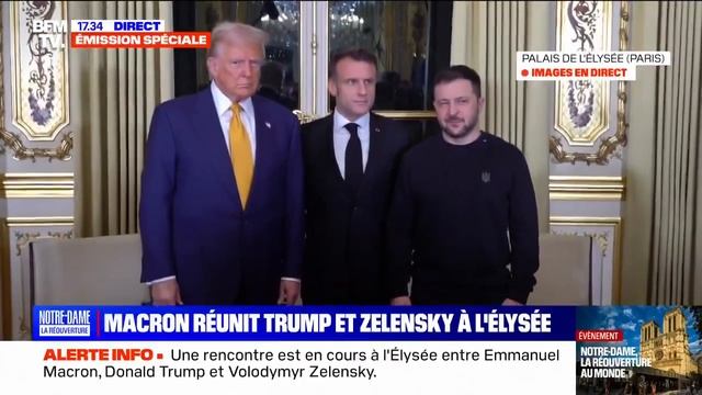 Зеленский встретился с Трампом и Макроном в Париже, а потом написал у себя пост...🔽🔽🔽