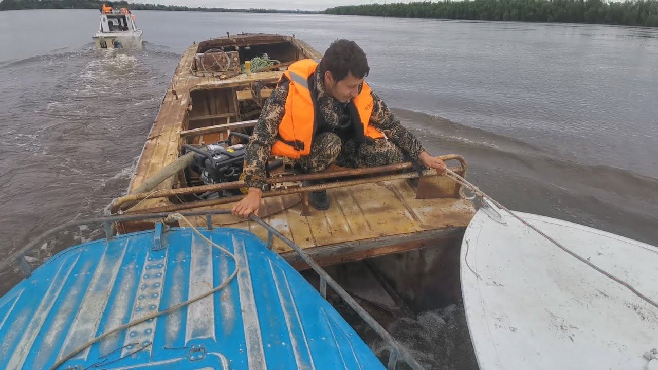 МОЩЬЬЬ!!! Транспортировка По Реке Военного Баркаса Лодками На Металлолом/Подняли Кучу Денег!!!