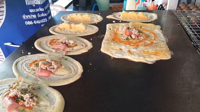 Thai Style Crepes Seen in Thailand - Thai Street Food