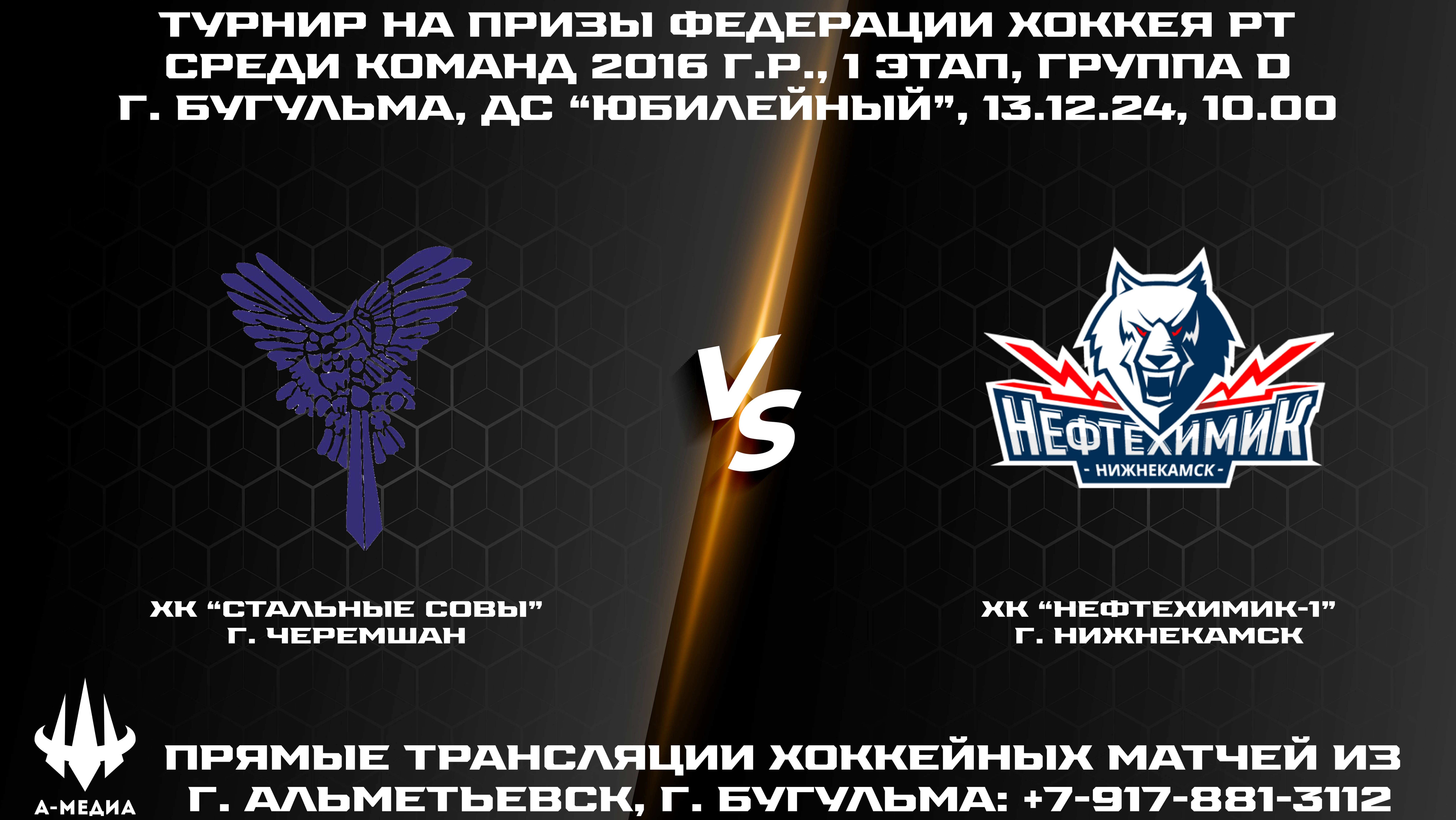 13.12.2024г., ХК "СТАЛЬНЫЕ СОВЫ" (г. ЧЕРЕМШАН) - ХК "НЕФТЕХИМИК-1" (г. НИЖНЕКАМСК)