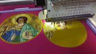 Иконы машинной вышивки. Архангел Михаил и Гавриил. Иконы для церковной хоругви.