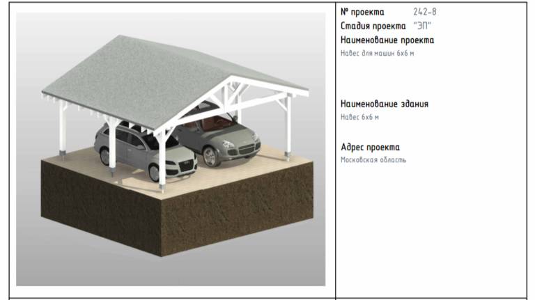 Проект навеса из бруса для двух машин. Обзор конструктивной модели.
