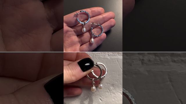 Серьги-хупы с жемчужными подвесками
