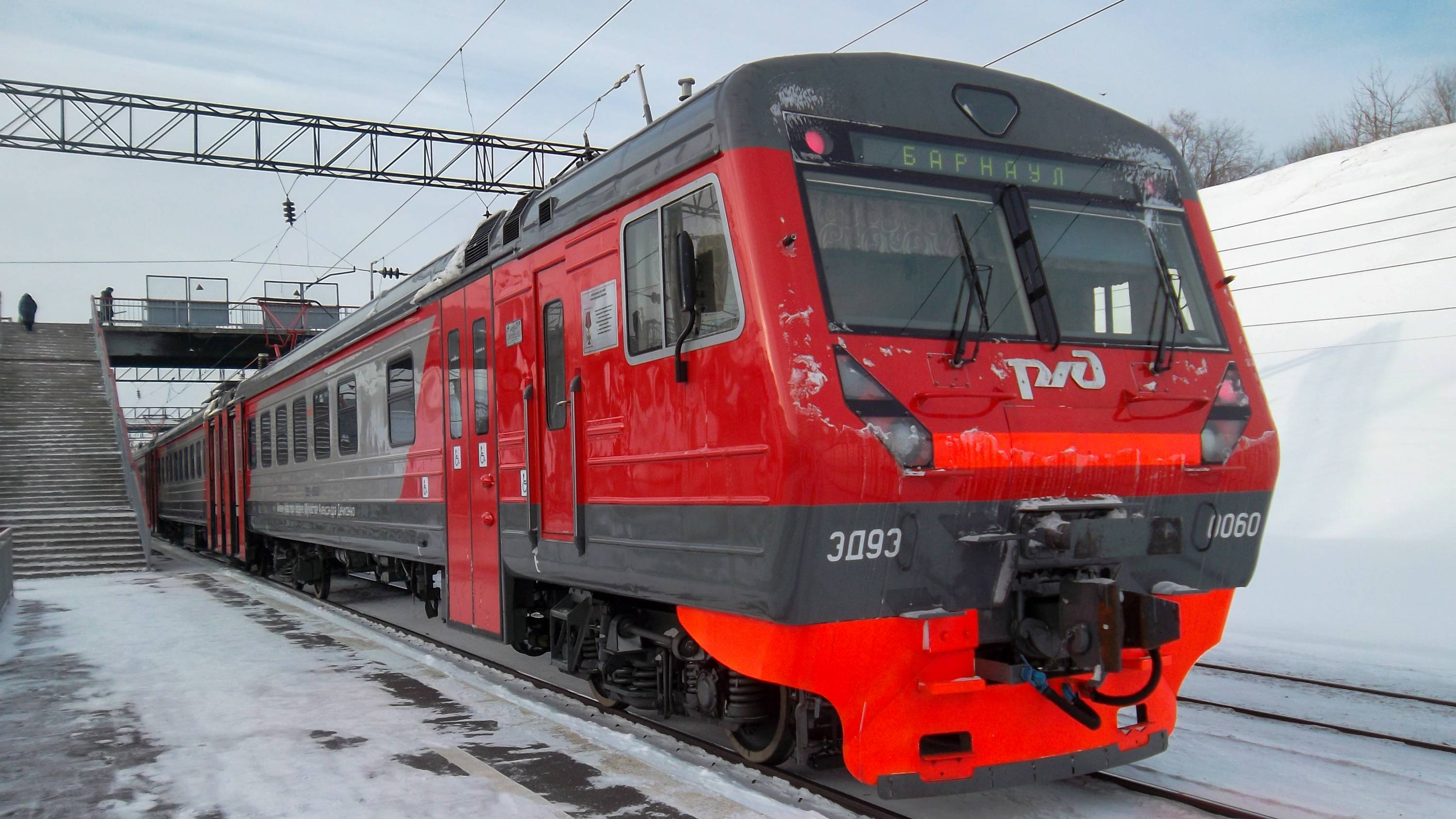 Электропоезд ЭД9Э-0060. Покатушки от Алтайской до моста через Обь.