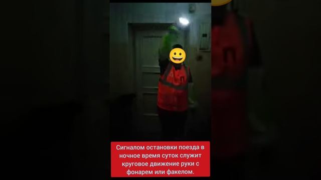Какой сигнал рукой должен подать водитель в ночное время суток для остановки поезда? #пдд