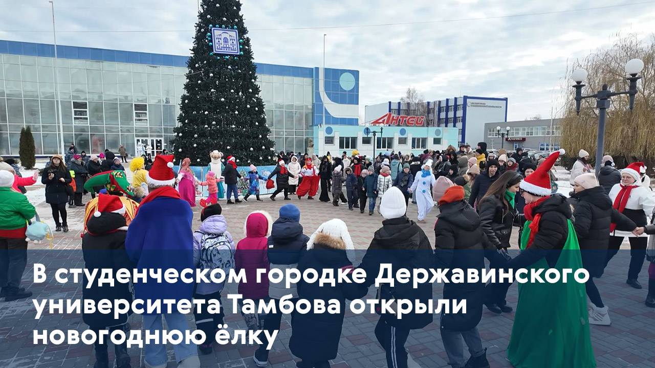 В студенческом городке Державинского университета Тамбова открыли новогоднюю ёлку