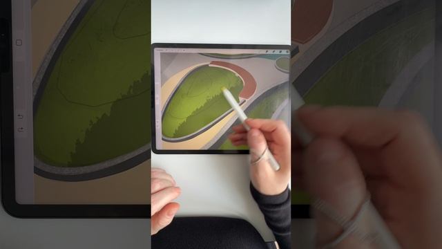 ✅ эскиз сделан в программе Procreate на основе модели из Archicad