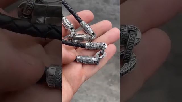Гайтан Архангелы, натуральная кожа и серебро 925 пробы
