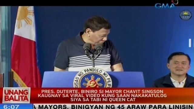 Duterte pokes fun at Chavit for dozing off beside Catriona | UB