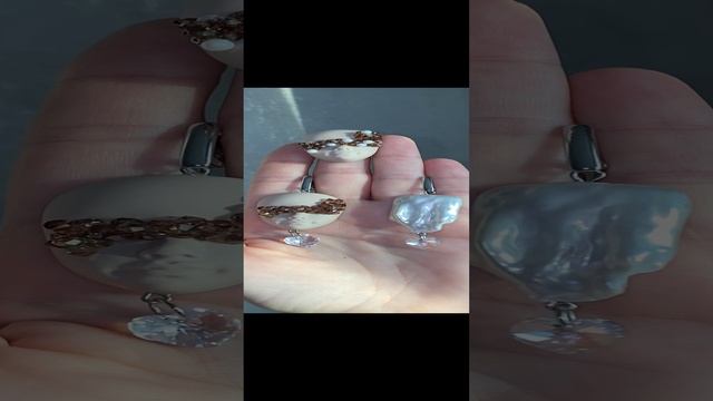 Серьги кремовая куколка с жемчужиной