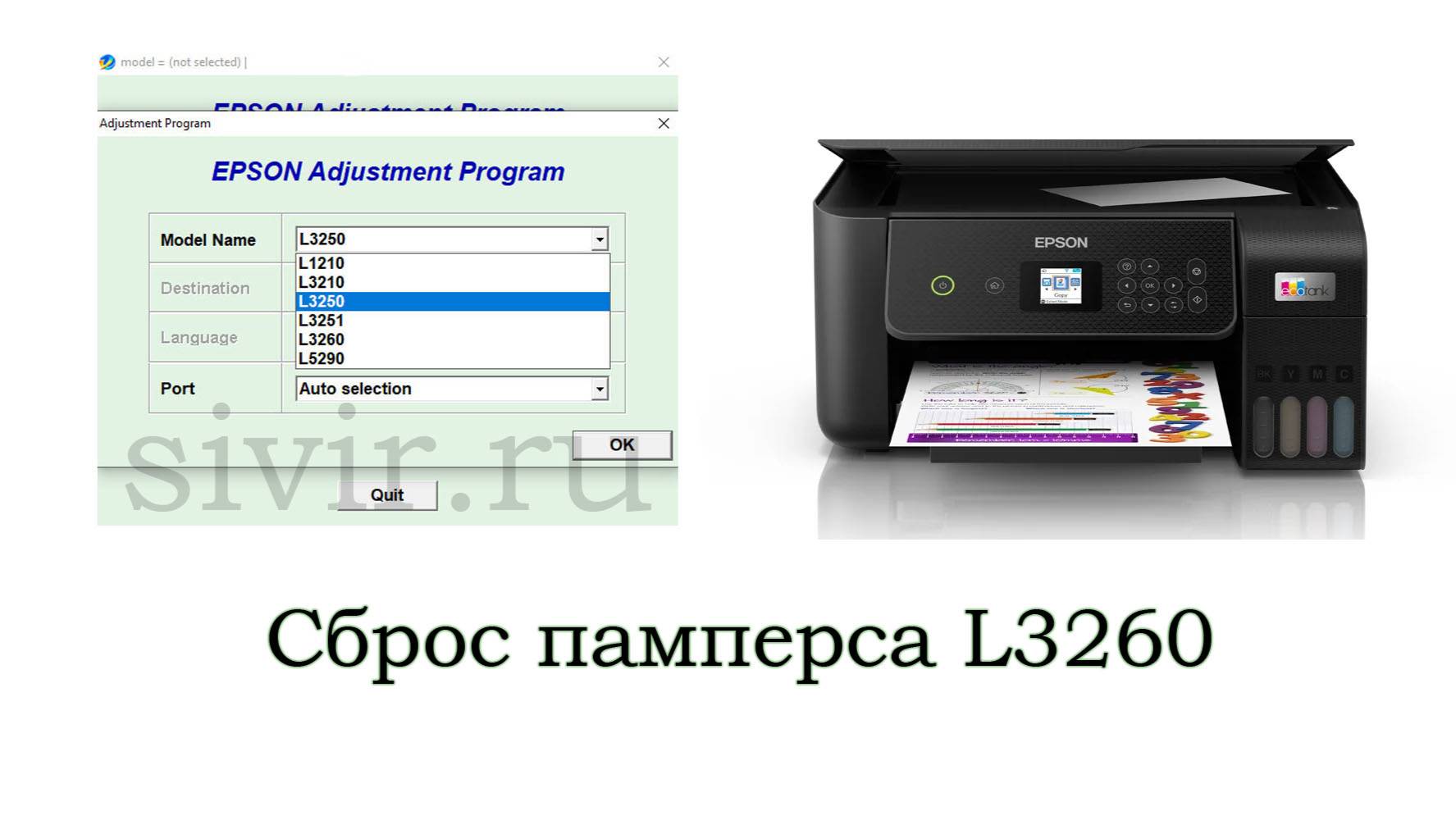 Epson L3260 Сброс памперса