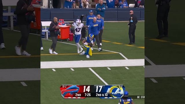 Puka Nacua with a spectacular catch for a 19-yard Gain vs. Buffalo Bills