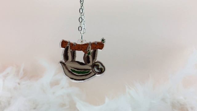 AWWW! Sloth illustration necklace, novelty jewelry