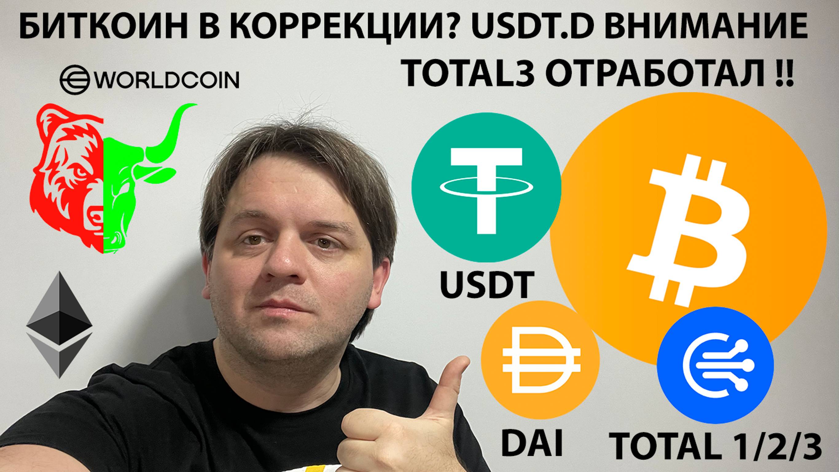 🚨ЧТО ФОРМИРУЕТ USDT ДОМИНАЦИЯ? TOTAL3 ОТРАБОТАLА! ПО АЛЬТЕ РАСПРОДАЖА. ТЕХ АНАЛИЗ #BTC #USDT #DAI