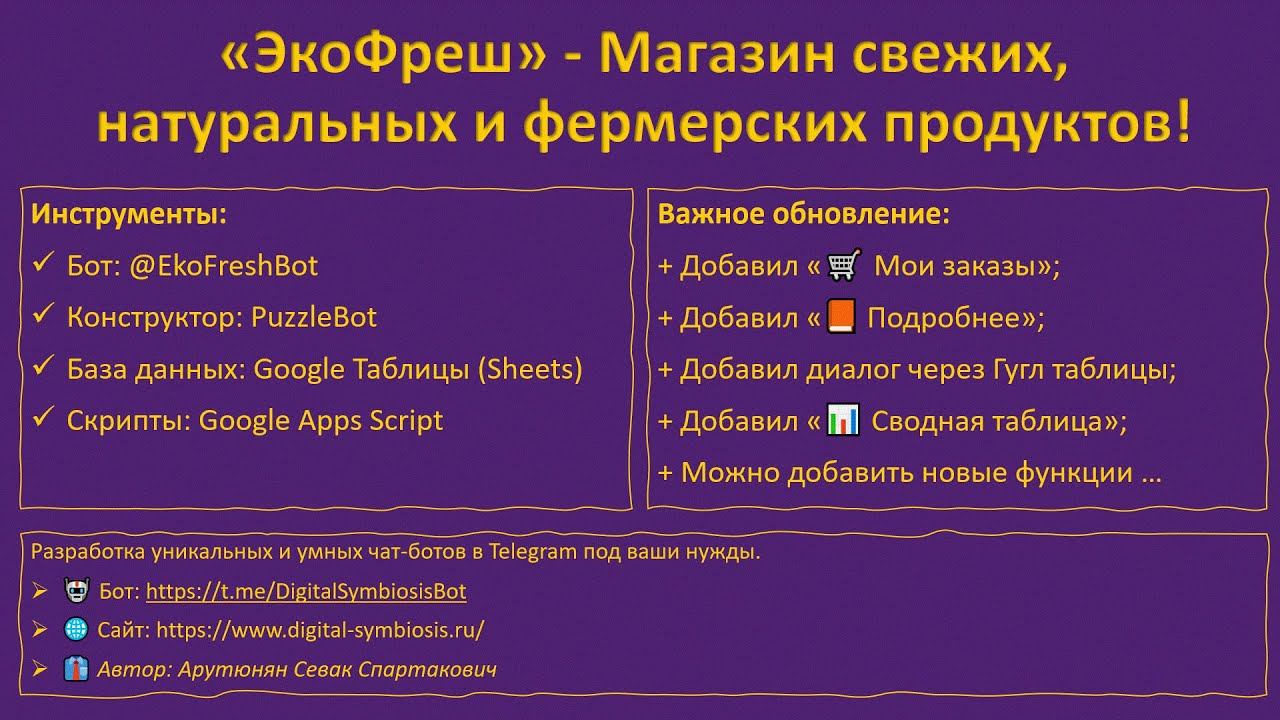 История заказов в телеграм (Telegram) боте (интернет-магазин) через конструктор PuzzleBot (ПазлБот)