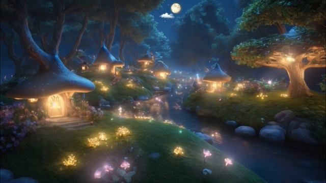 Enchanted Forest Fairy Village NIGHT AMBIENCE (Sleep, Meditation, relax, study, sleep, shifting)