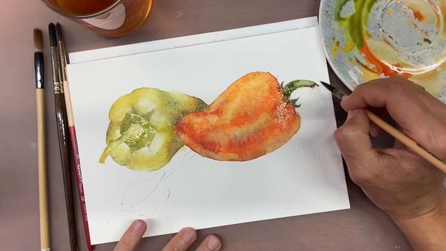 Этюд акварелью, перцы